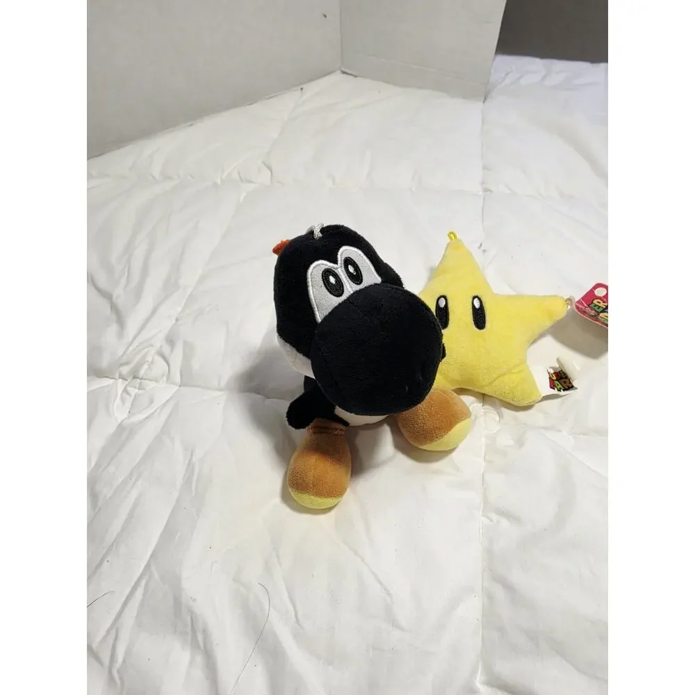 Mario Bros. Yoshi Black Plush Star Nintendo Set Of 2 Limited Edition Hanging Dec